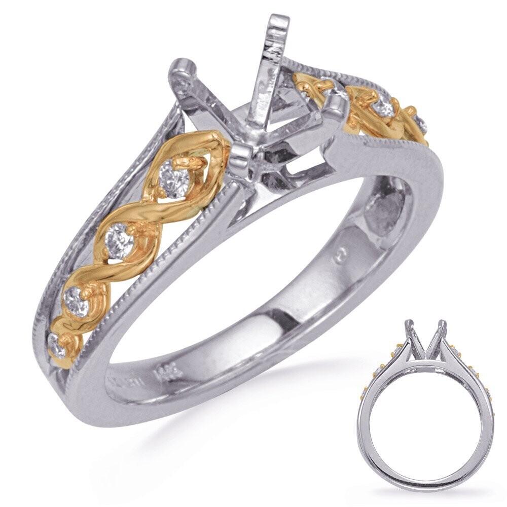 14KT TwoTone Twisted Diamond Engagement Ring Semi Mount