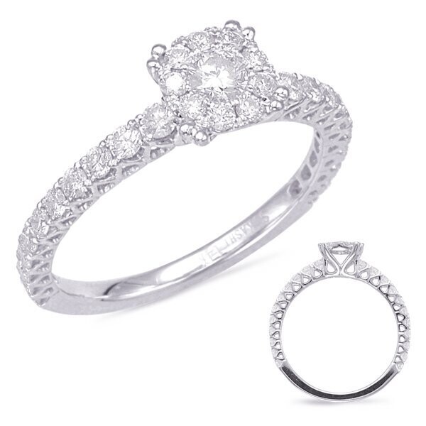 14KT White Gold Diamond Cluster Engagement Ring