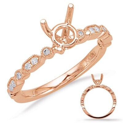 14KT Rose Gold Vintage Milgrain Diamond Engagement Ring Semi Mount