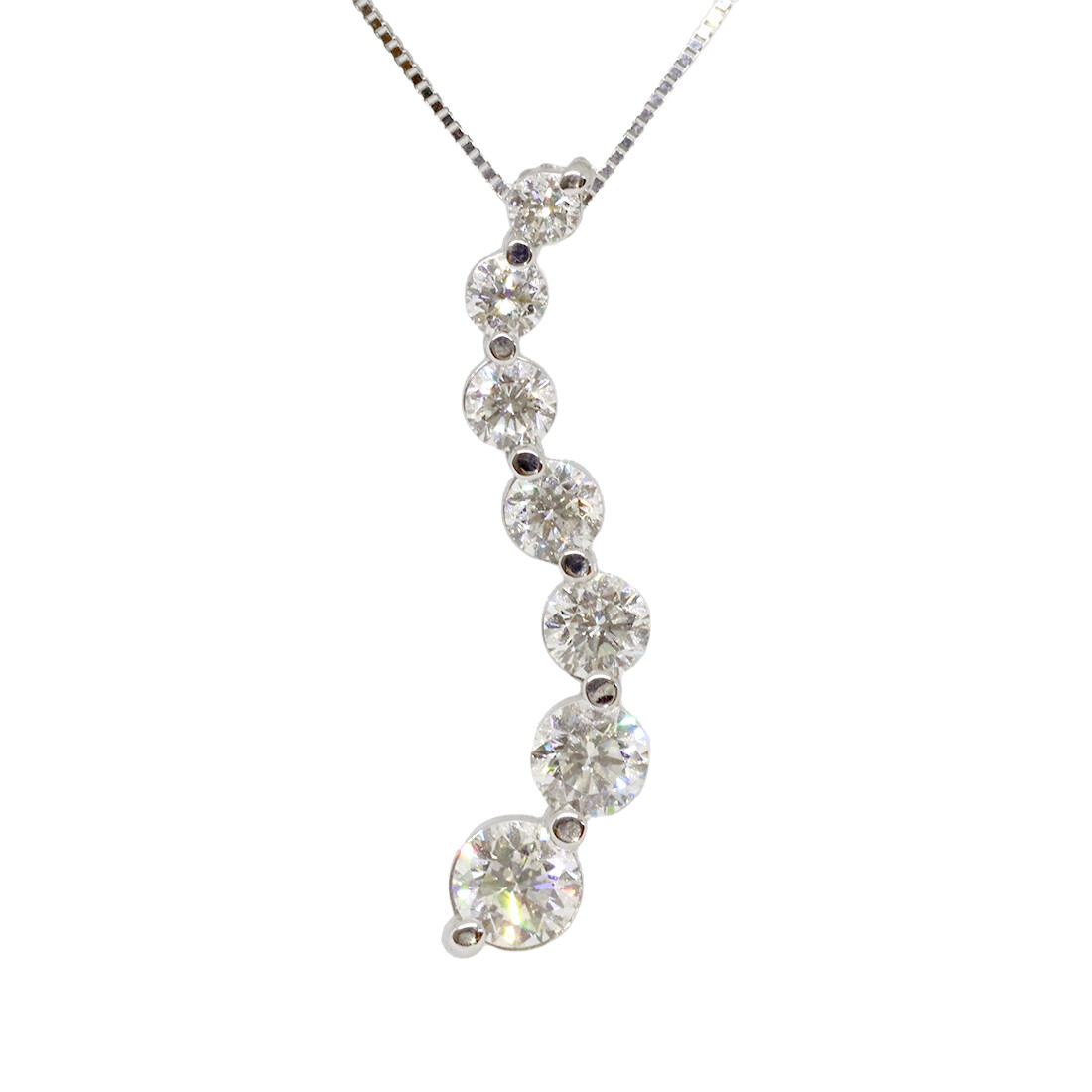 14KT White Gold Diamond Journey Necklace