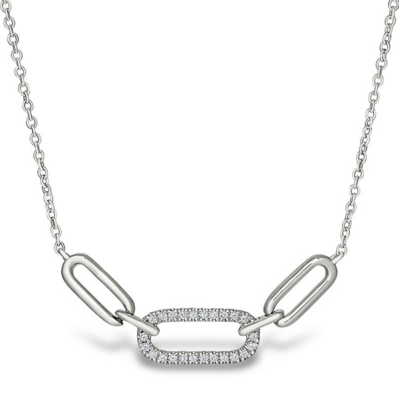 10KT White Gold Diamond Paperclip Necklace