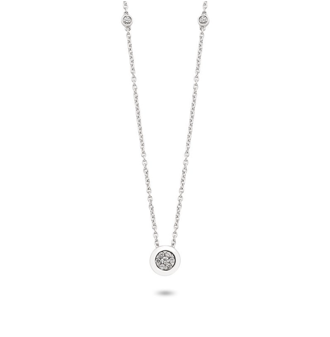 10KT White Gold Diamond Cluster Necklace