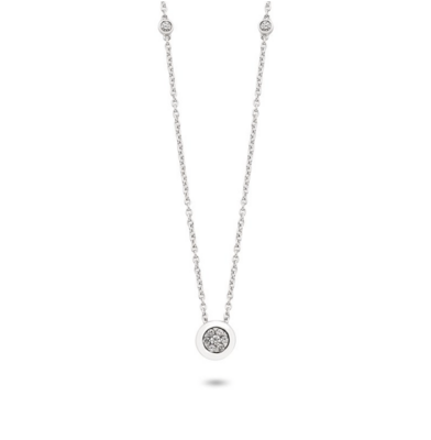 10KT White Gold Diamond Cluster Necklace