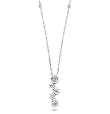 10KT White Gold Multi-Circle Diamond Necklace