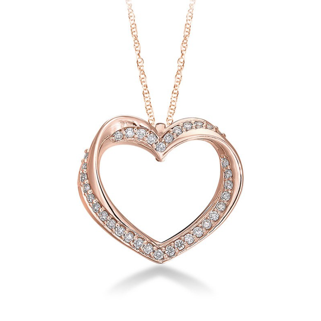 10kt Yellow Gold Diamond Micro-Pave Heart Pendant with Chain