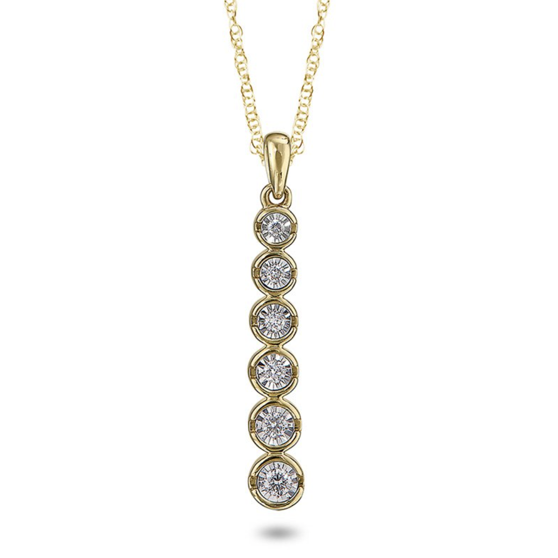14KT Yellow Gold Vertical Diamond Bar Necklace
