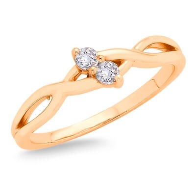 10KT Rose Gold Two Diamond Twist Ring