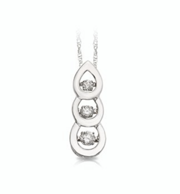10KT White Gold Triple Shimmer Diamond Teardrop Necklace