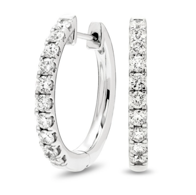 14KT White Gold Diamond Huggie Hoop Earrings