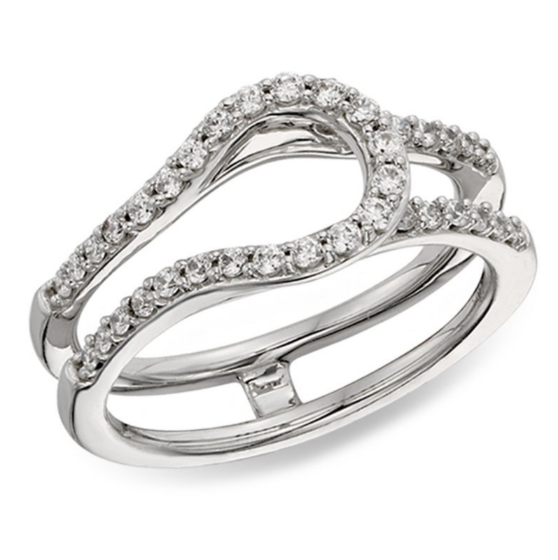 14KT White Gold Curved Diamond Insert Ring