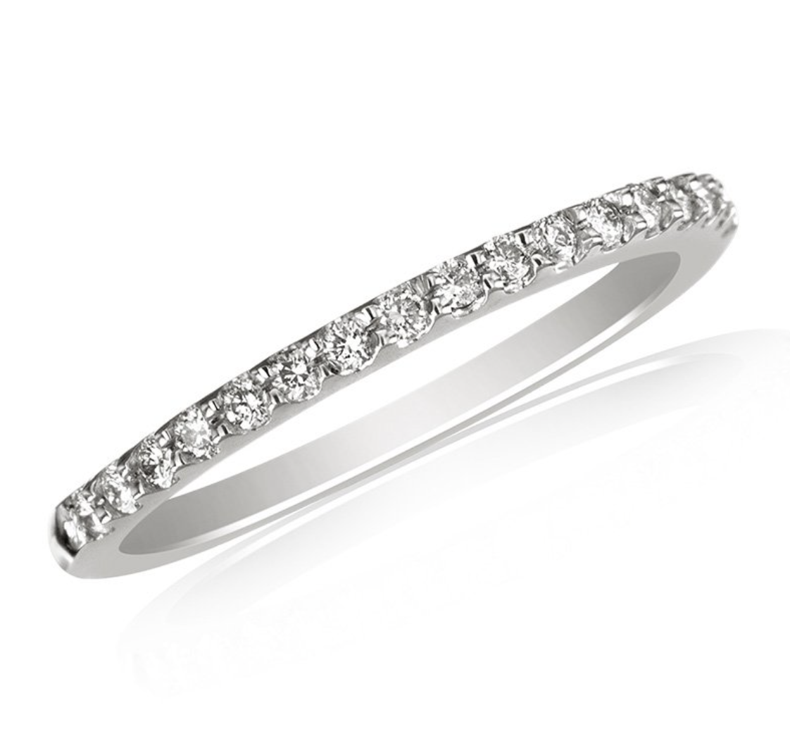 14KT White Gold Thin Low Prong Diamond Band