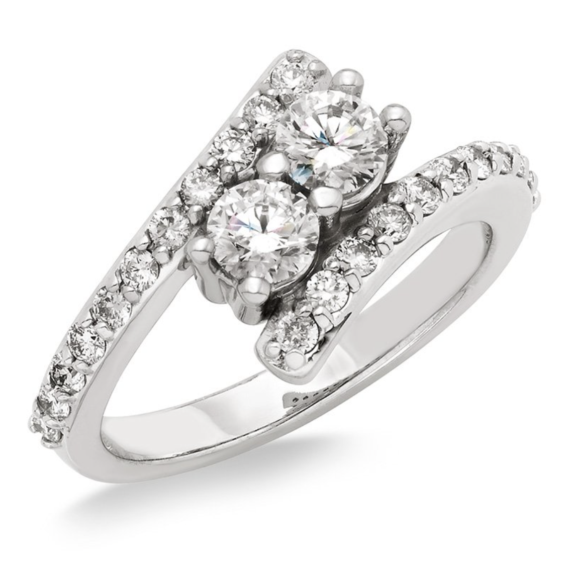 14KT White Gold Diamond Side-by-Side Ring