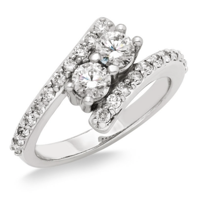 14KT White Gold Diamond Side-by-Side Ring
