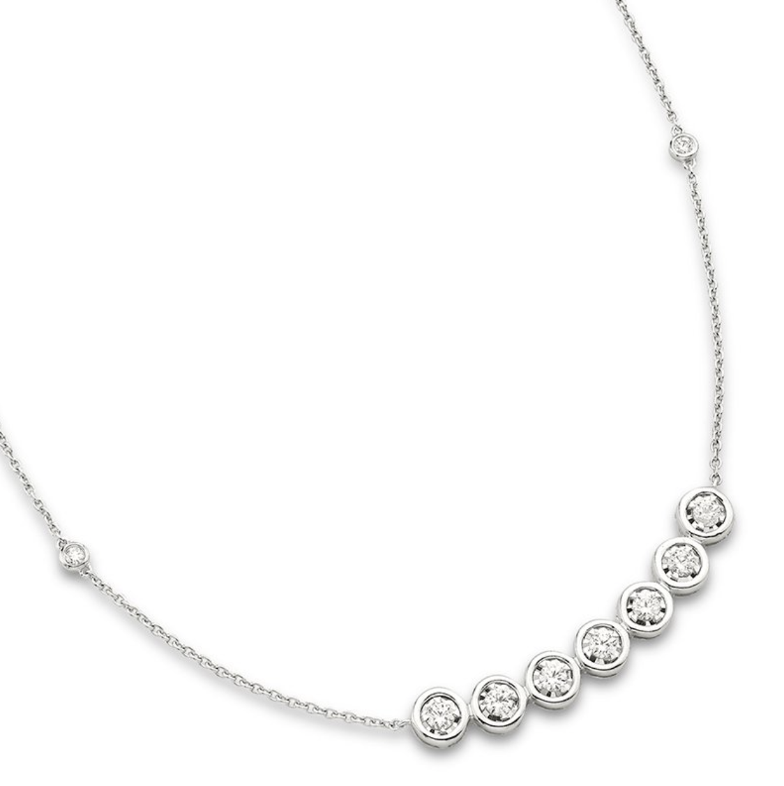 10KT White Gold Diamond Horizontal Bar Necklace