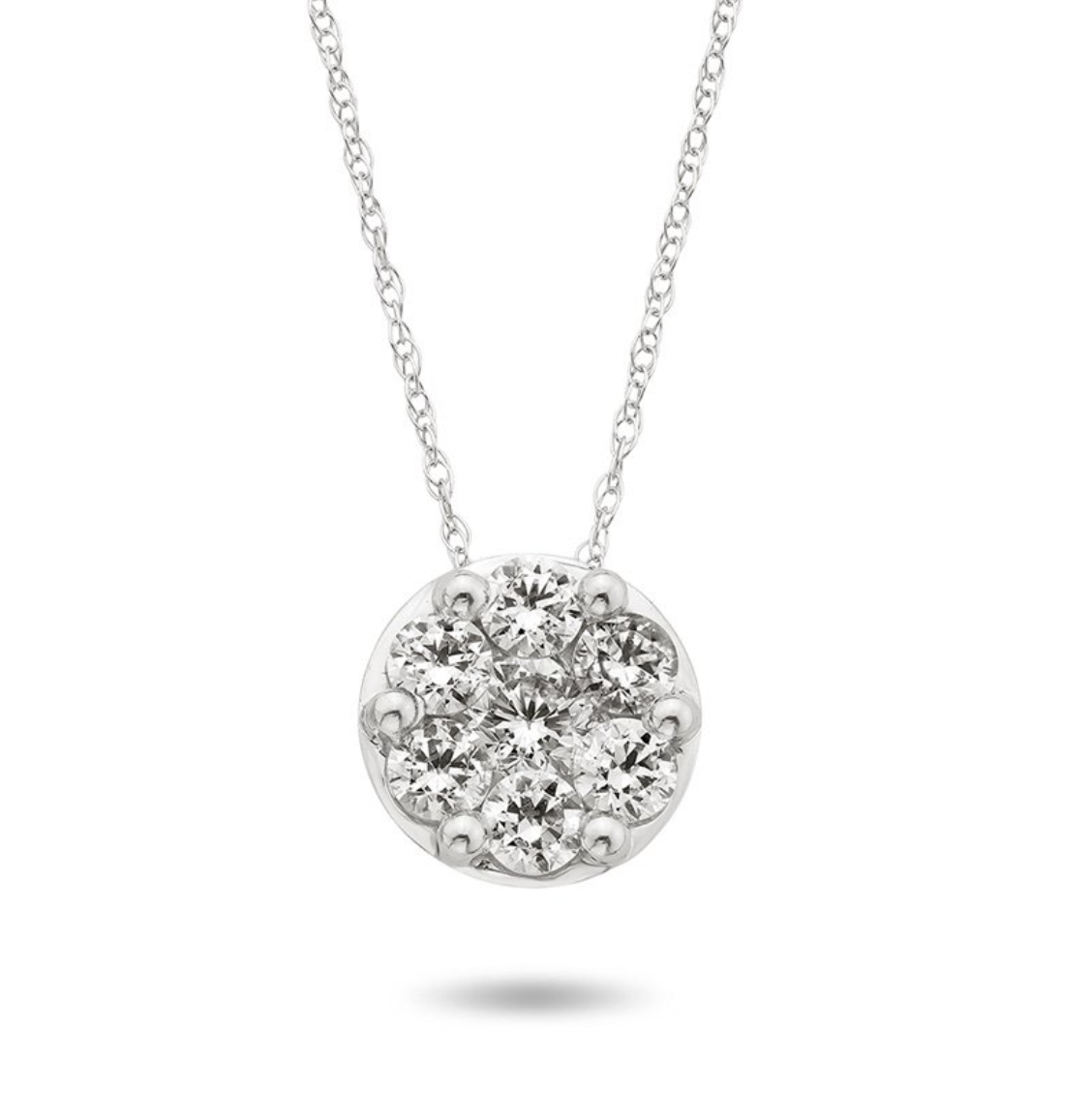 14KT White Gold .50CTW Diamond Cluster Necklace