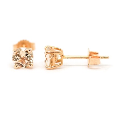 14KT Rose Gold Round Morganite Stud Earrings