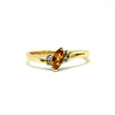 10KT Yellow Gold Marquise Citrine Diamond Ring