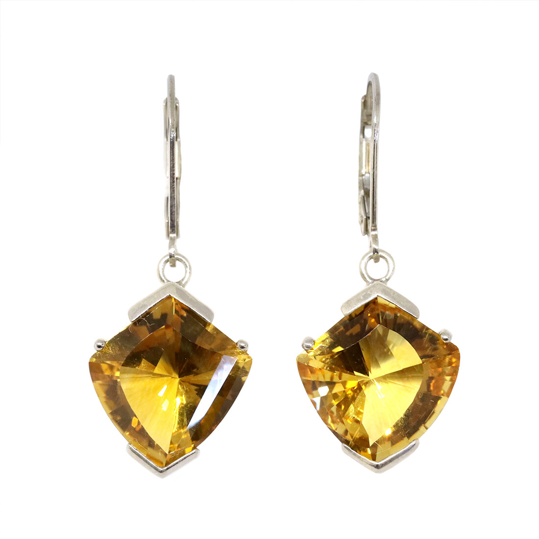 Silver Fancy Citrine Dangle Earrings