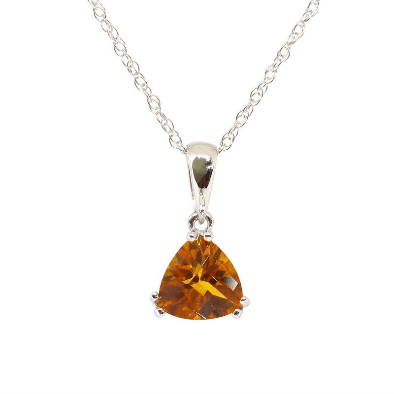 14KT White Gold Trillion Citrine Necklace