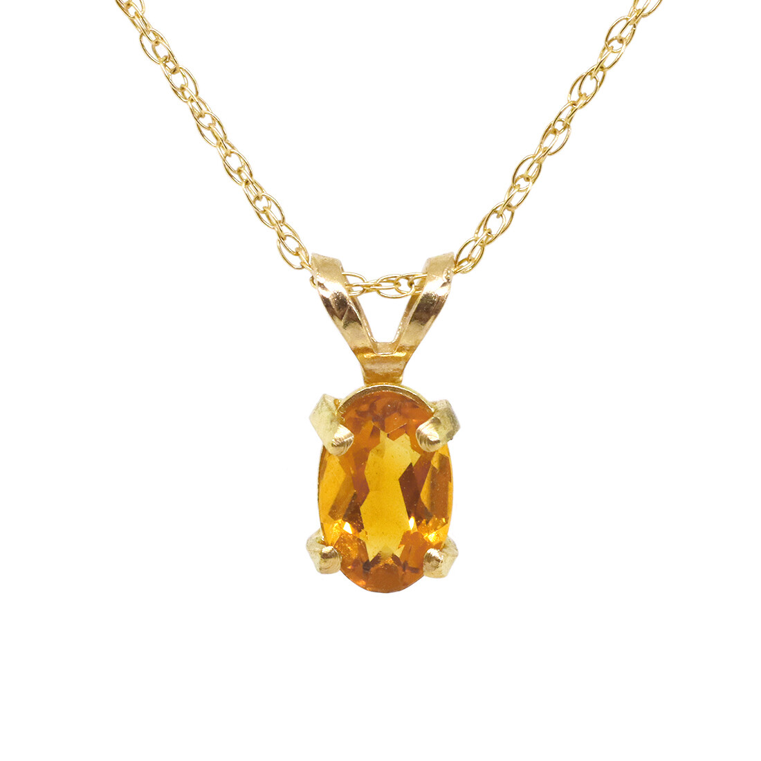 14KT Yellow Gold Oval Citrine Necklace