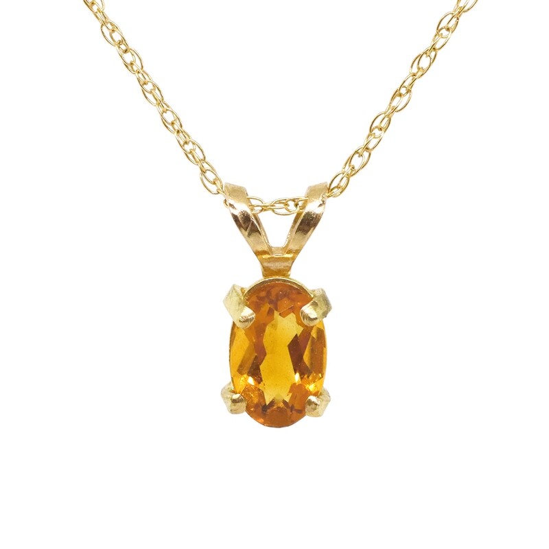 14KT Yellow Gold Oval Citrine Necklace