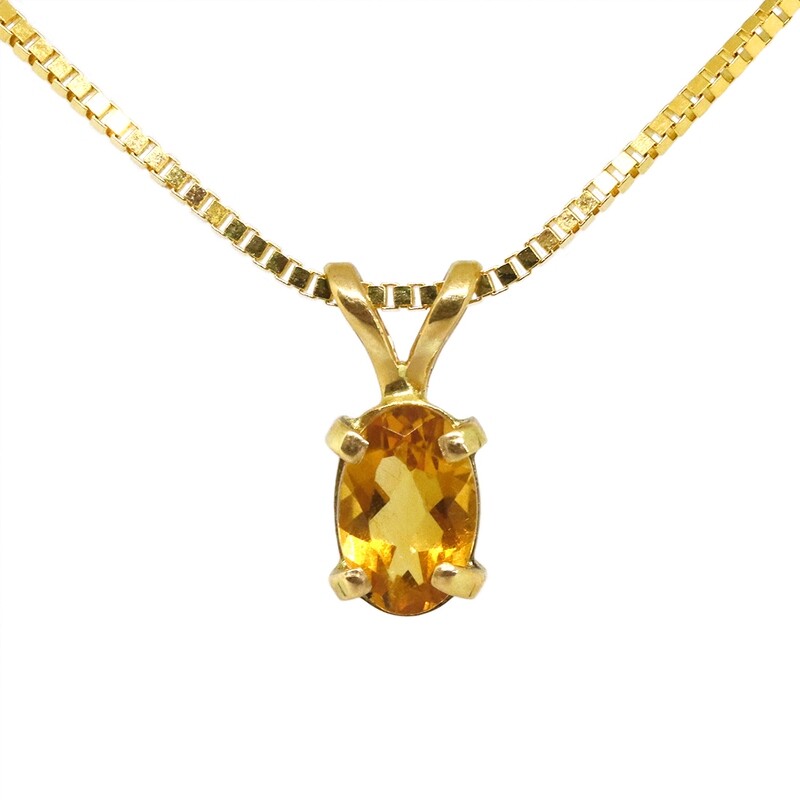 14KT Yellow Gold Oval Citrine Necklace