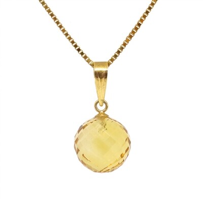 14KT Yellow Gold Checkered Citrine Ball Necklace