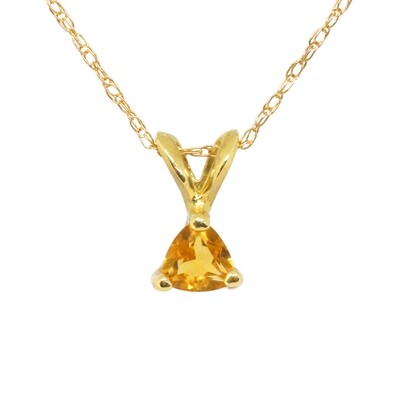 14KT Yellow Gold Trillion Citrine Necklace