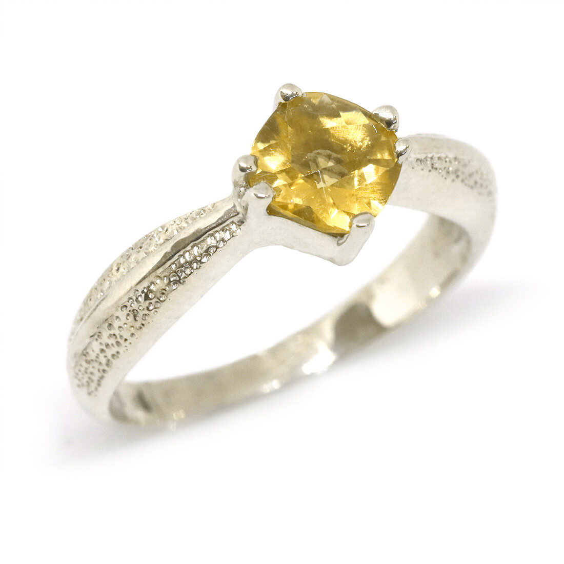 Silver Square Citrine Ring