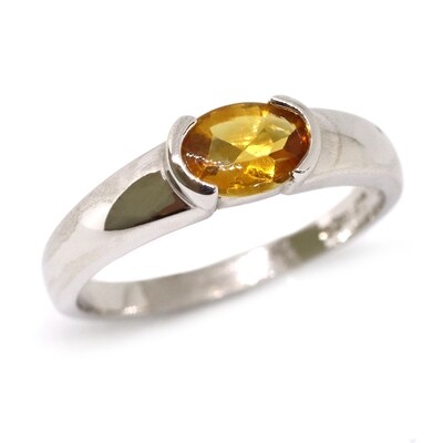 10KT White Gold Oval Cabochon Citrine Ring