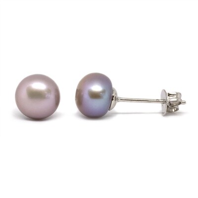Stainless Steel Gray Pearl Stud Earrings