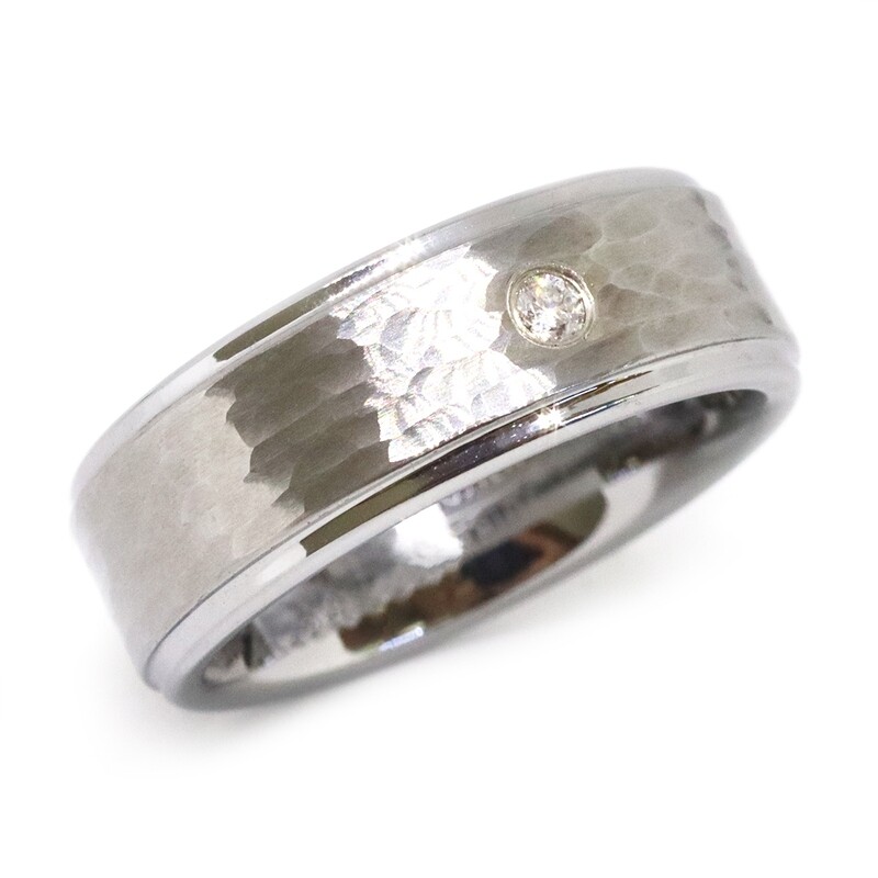 Triton Tungsten Hammered Diamond Band Triton Tungsten Hammered Diamond Band