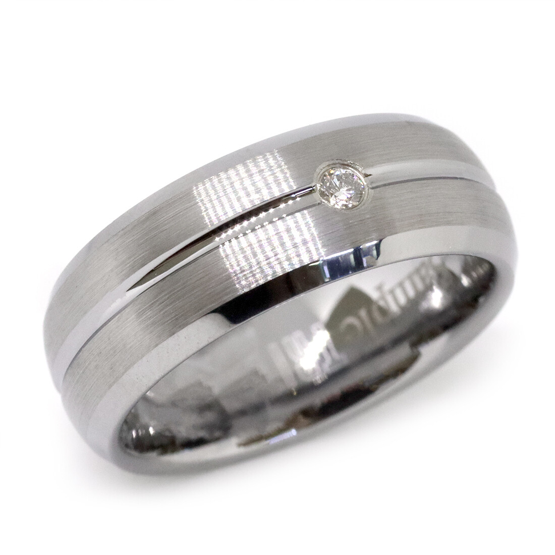 Triton Tungsten Etched Diamond Band