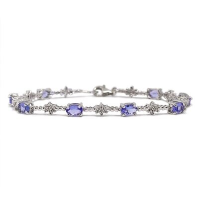 Silver Oval Tanzanite Diamond Bracelet