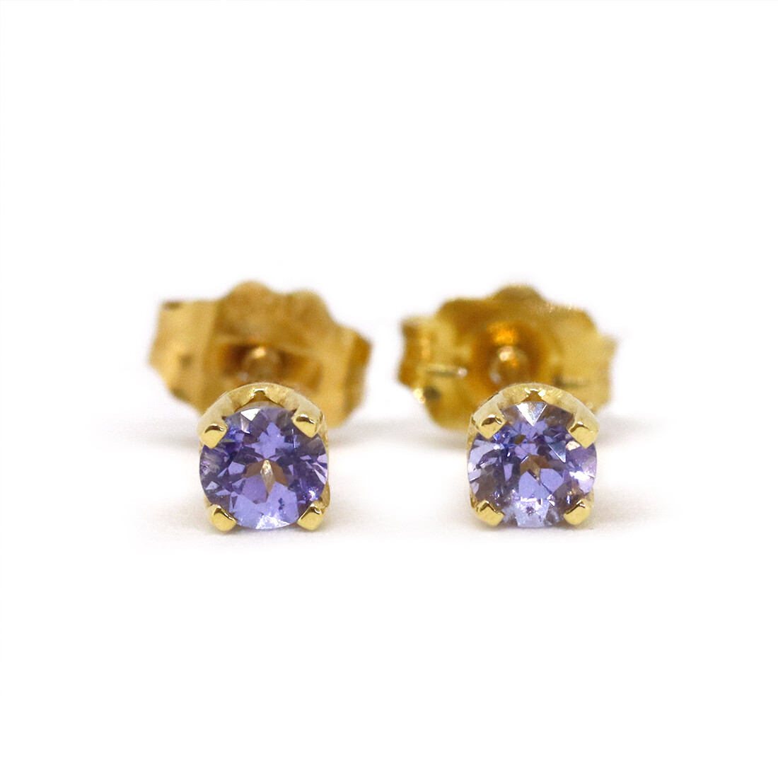 14KT Yellow Gold Round Tanzanite Stud Earrings