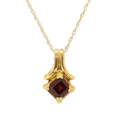 14KT Yellow Gold Square Garnet Necklace