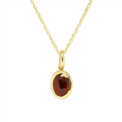 Silver Gold-Plated Oval Cabochon Garnet Necklace