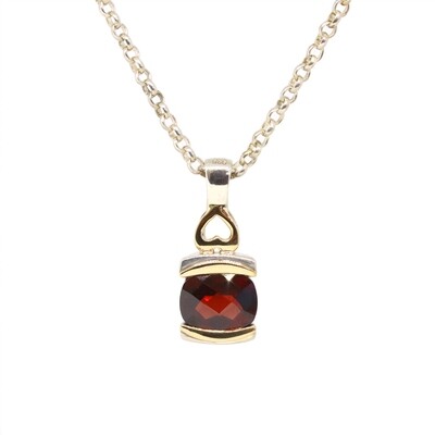 Silver TwoTone Oval Garnet Necklace