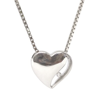 Silver Diamond Accent Heart Necklace
