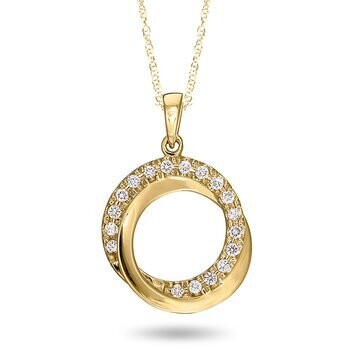 10KT Yellow Gold Diamond Interlocking Circles Necklace