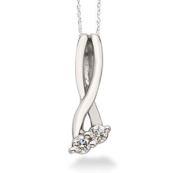 10KT White Gold Two Diamond Twist Necklace