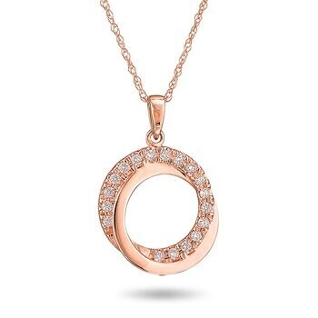 10KT Rose Gold Diamond Interlocking Circles Necklace