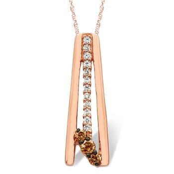10KT Rose Gold White and Caramel Diamond Necklace