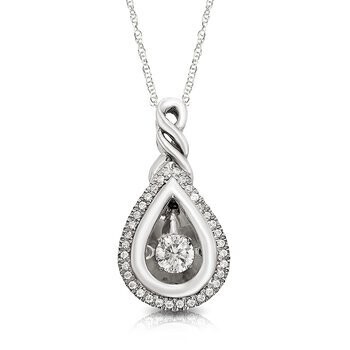 10KT White Gold Teardrop Diamond Shimmer Necklace