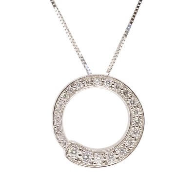 14KT White Gold Diamond Journey Circle Necklace