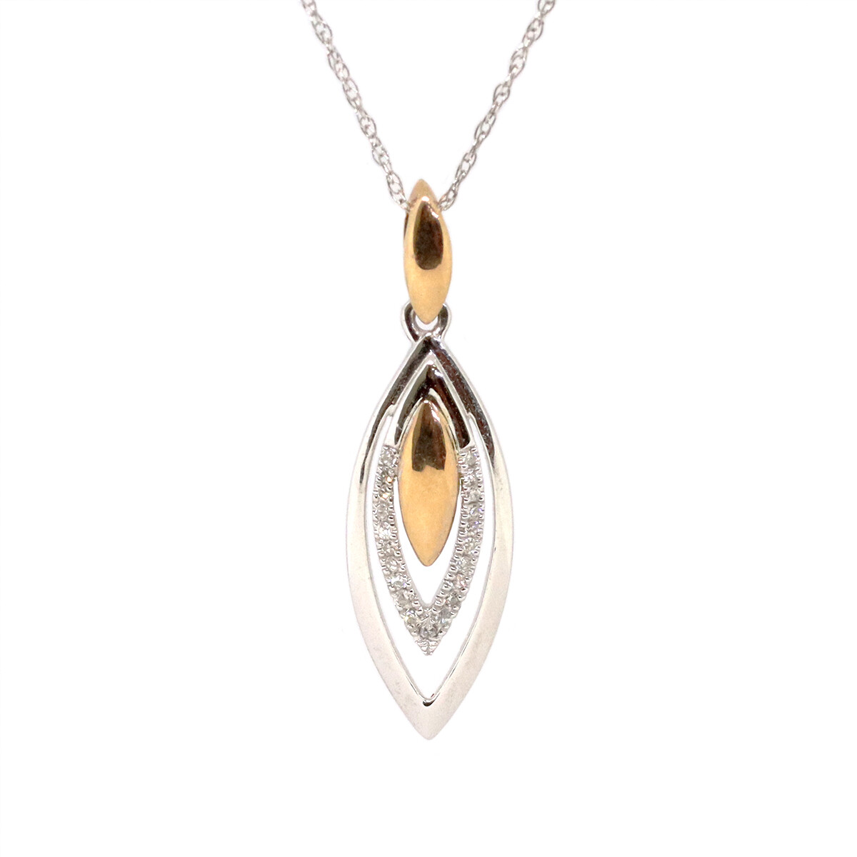 14KT TwoTone Diamond Dangle Marquise Necklace