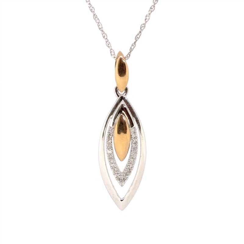 14KT TwoTone Diamond Dangle Marquise Necklace