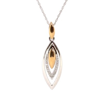14KT TwoTone Diamond Dangle Marquise Necklace