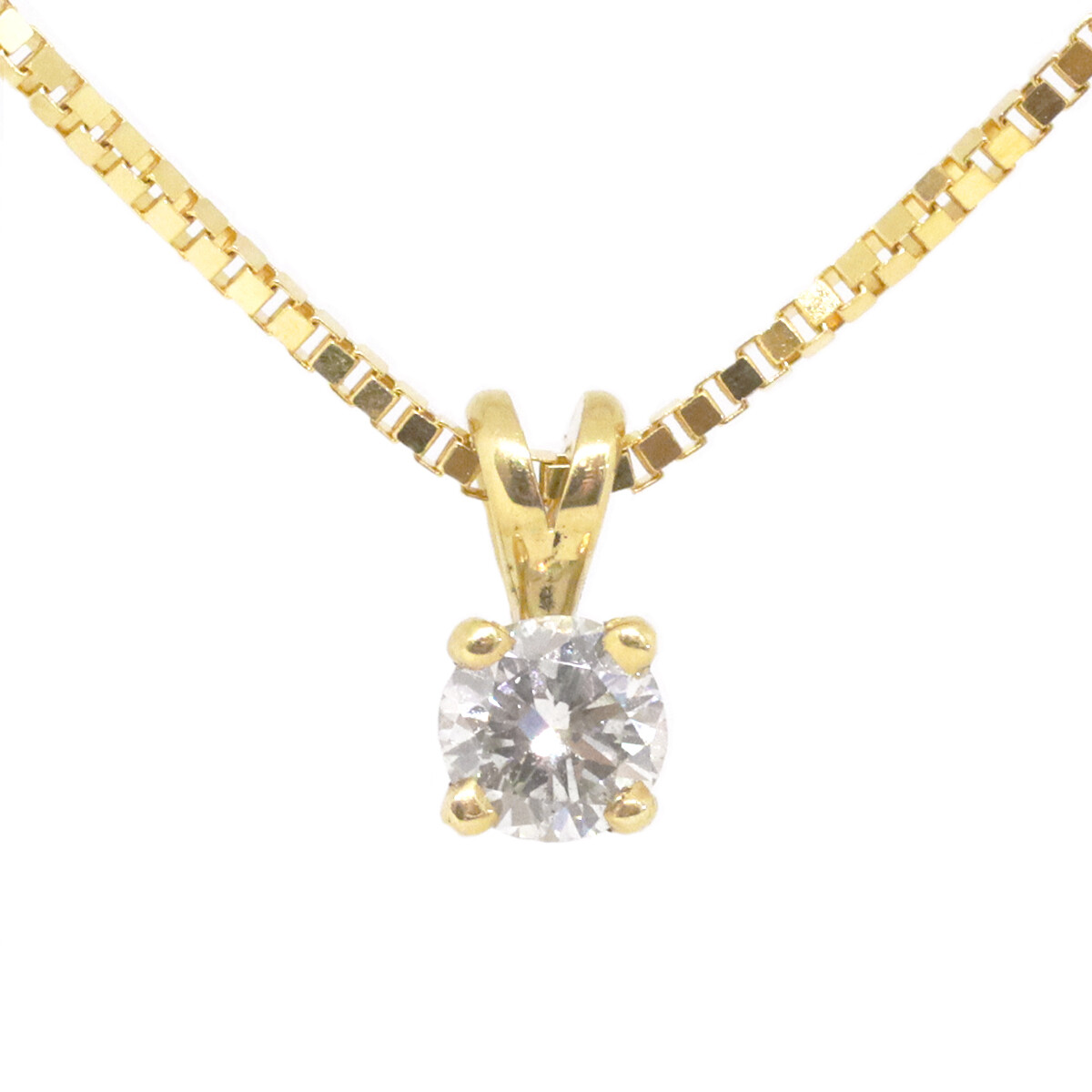 14KT Yellow Gold Round Diamond Solitaire Necklace