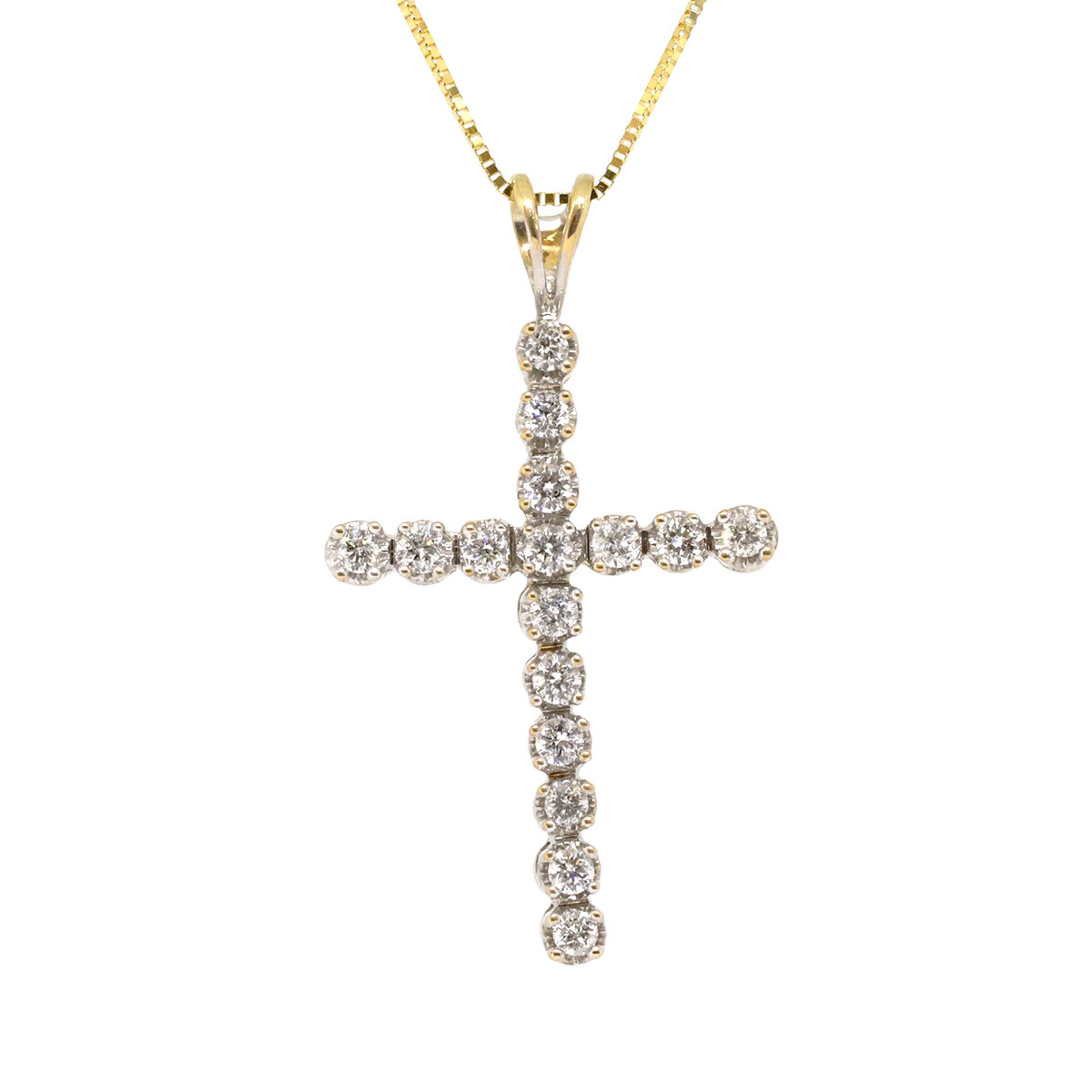 10KT Yellow Gold Large Diamond Cross Necklace